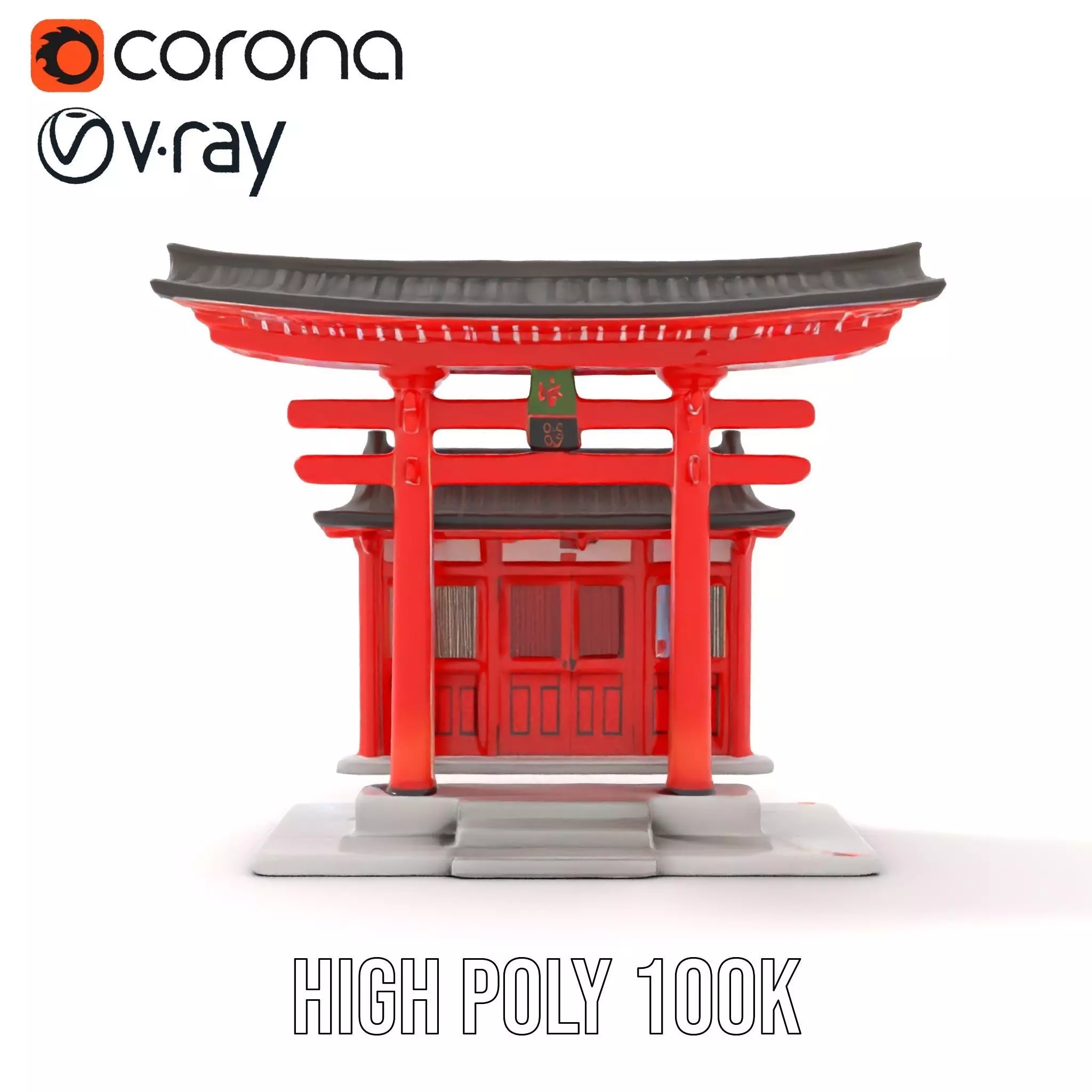 Traditional Red Torii model pack Low-poly 3D model_21