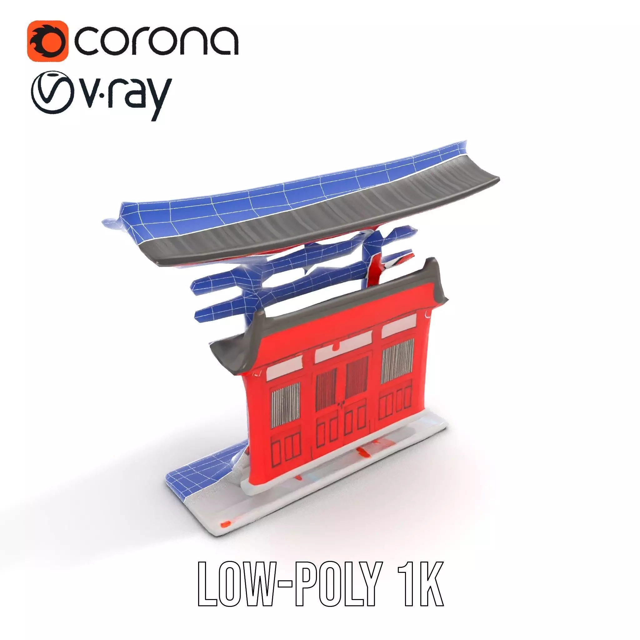 Traditional Red Torii model pack Low-poly 3D model_23