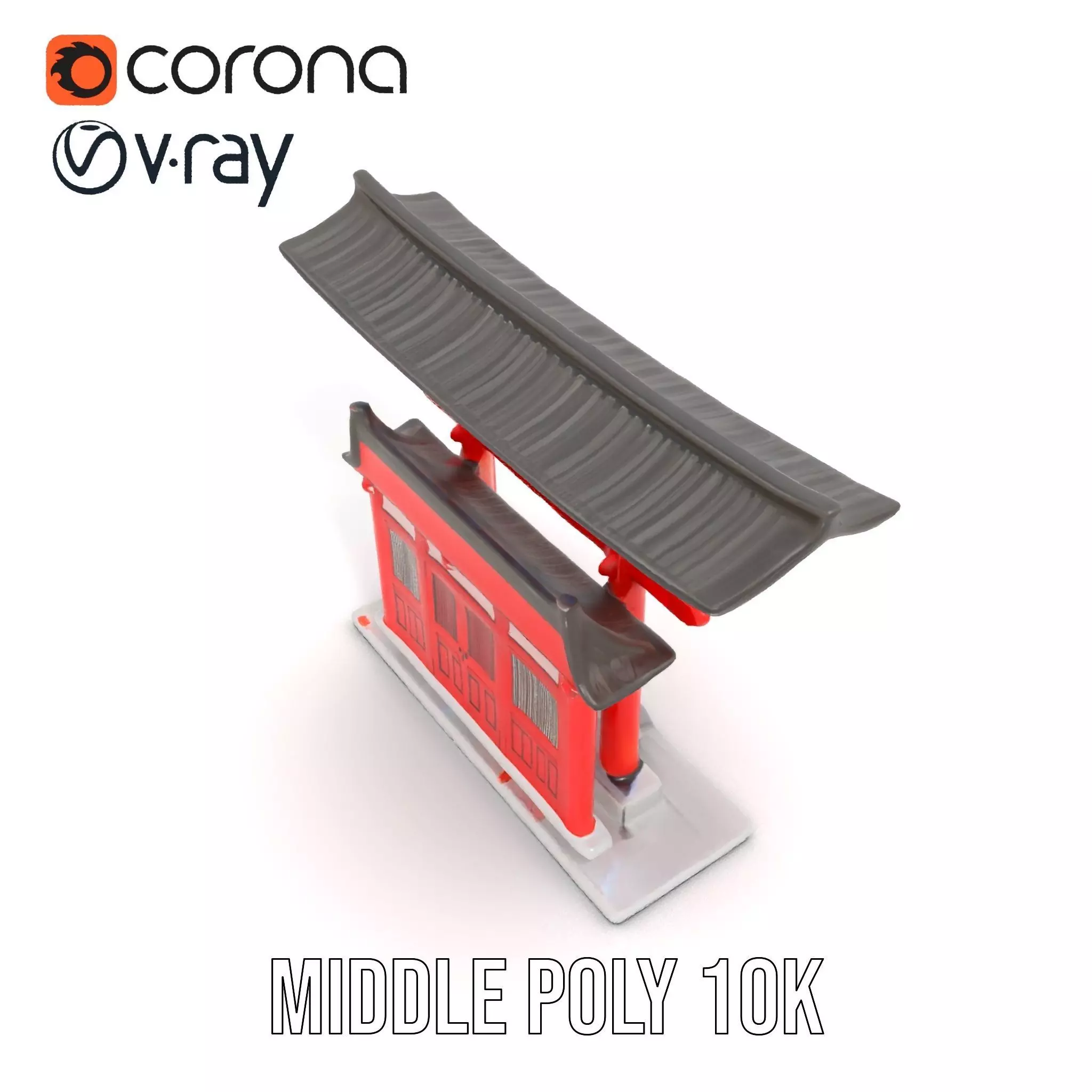 Traditional Red Torii model pack Low-poly 3D model_22