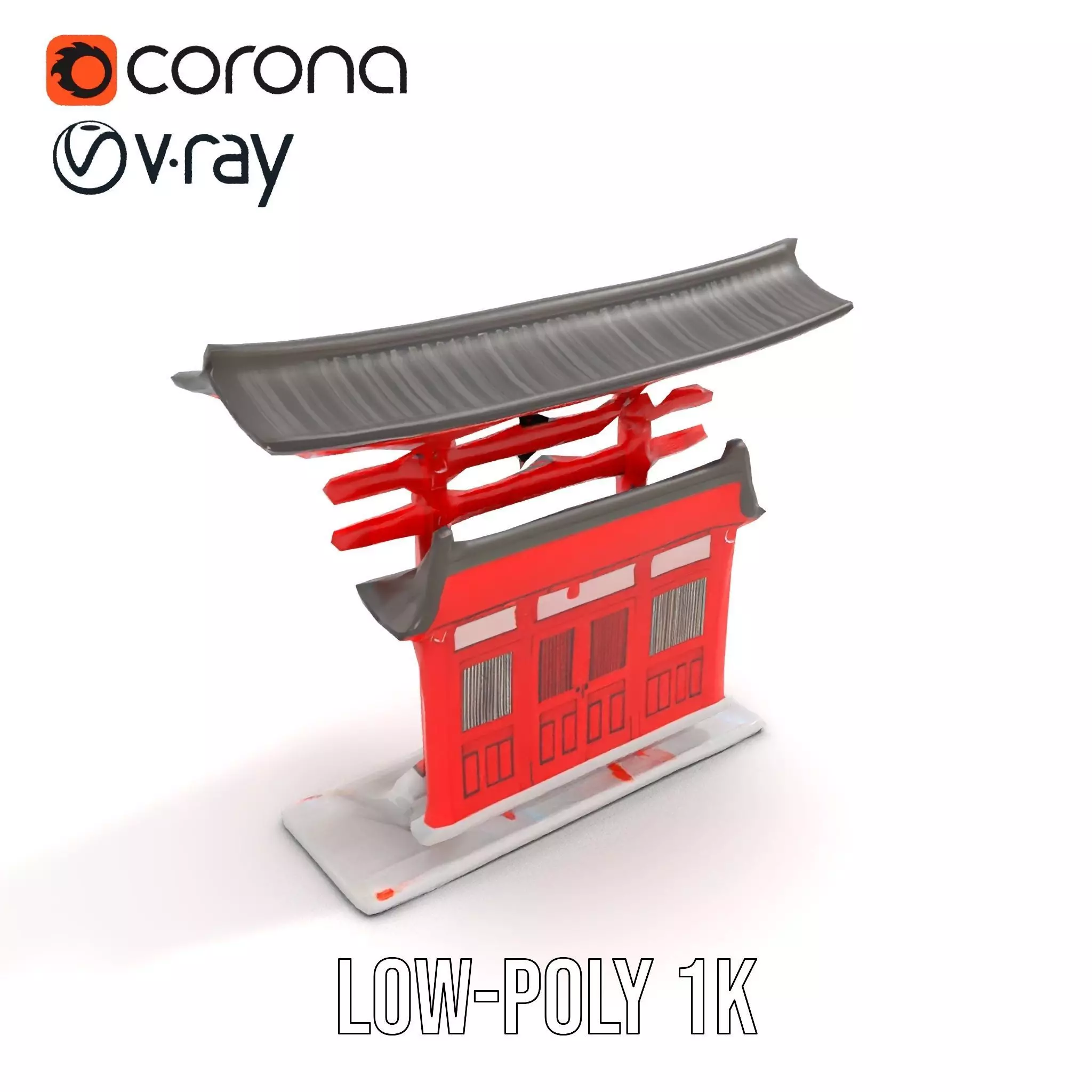 Traditional Red Torii model pack Low-poly 3D model_20