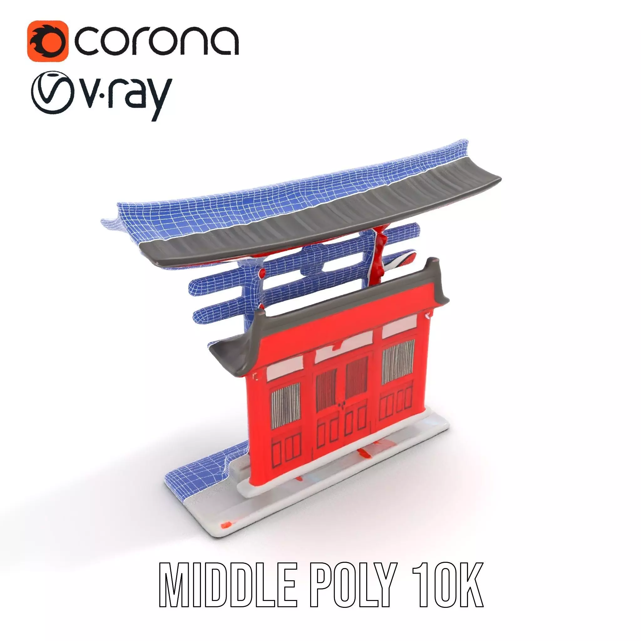 Traditional Red Torii model pack Low-poly 3D model_24