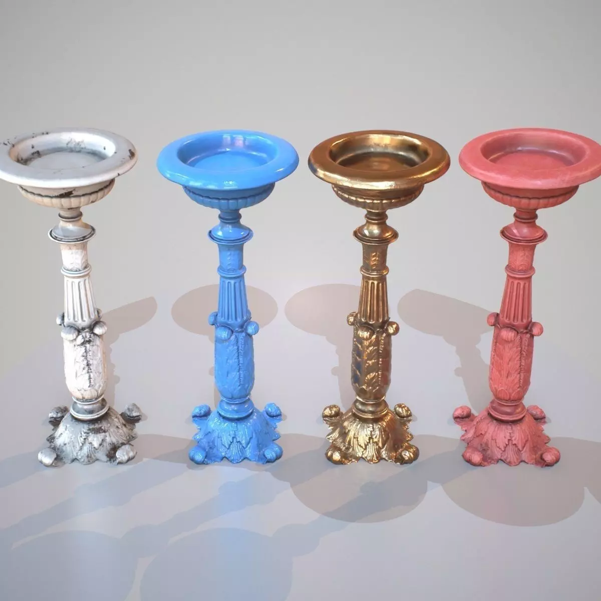 Flowerpot Photorealistic 4 Variations Low-poly 3D model_0