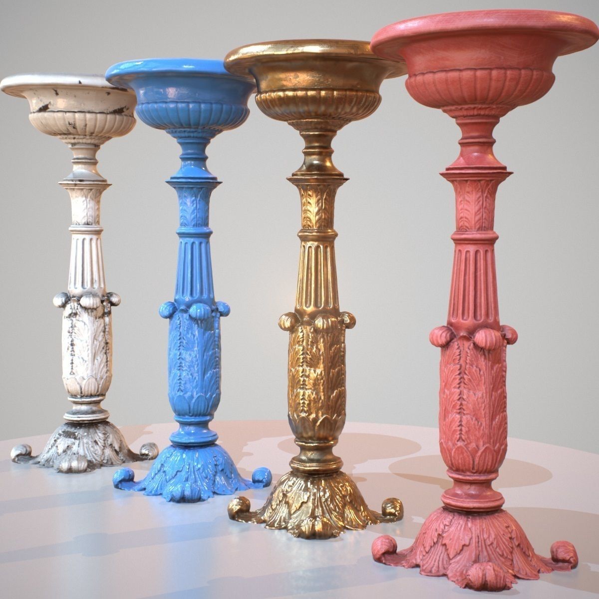 Flowerpot Photorealistic 4 Variations Low-poly 3D model_2