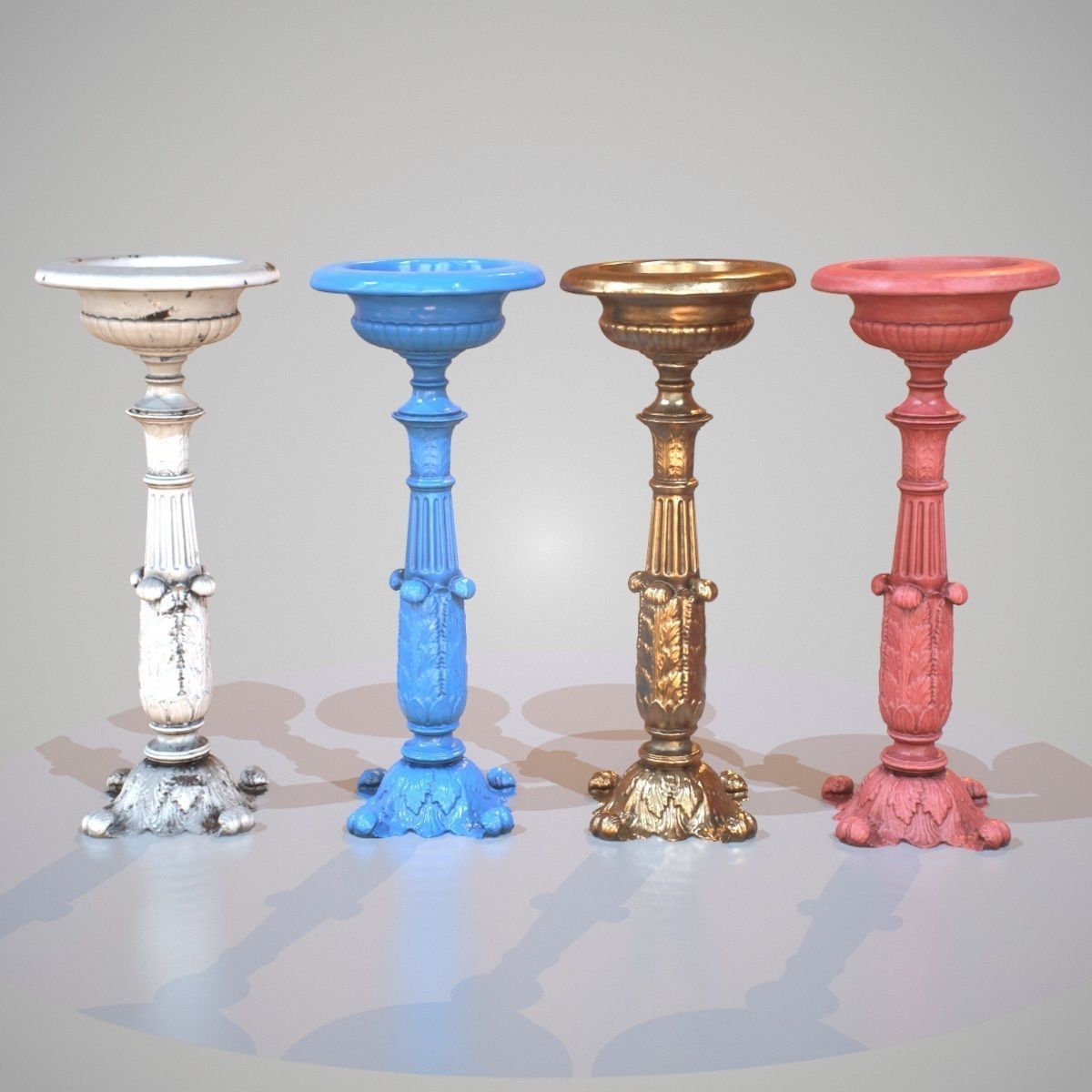 Flowerpot Photorealistic 4 Variations Low-poly 3D model_4