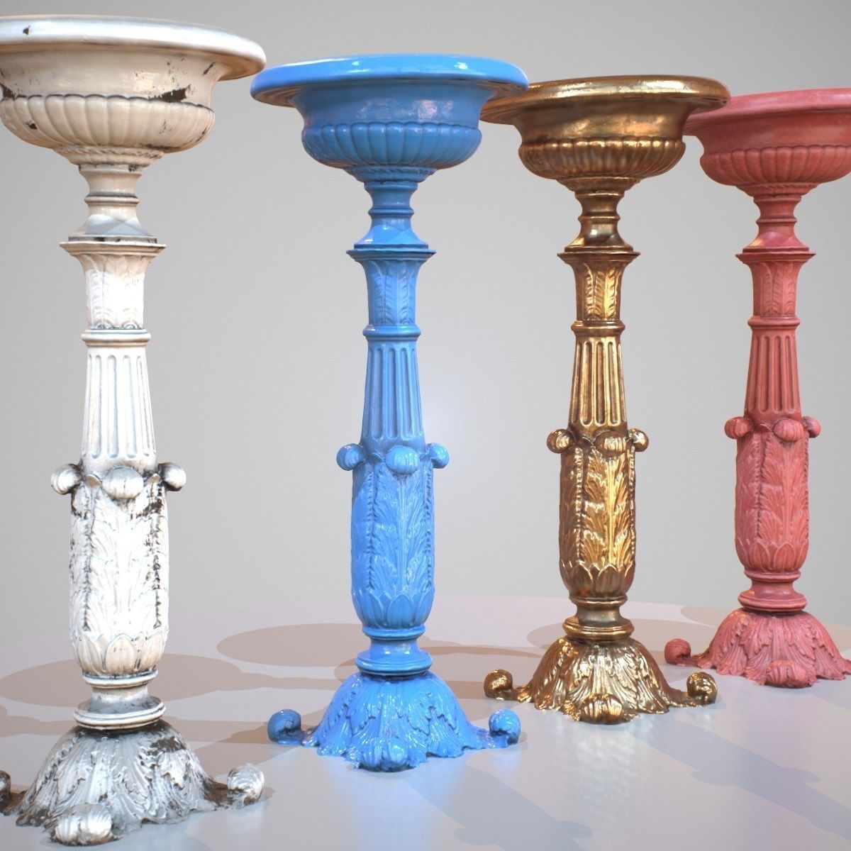 Flowerpot Photorealistic 4 Variations Low-poly 3D model_3