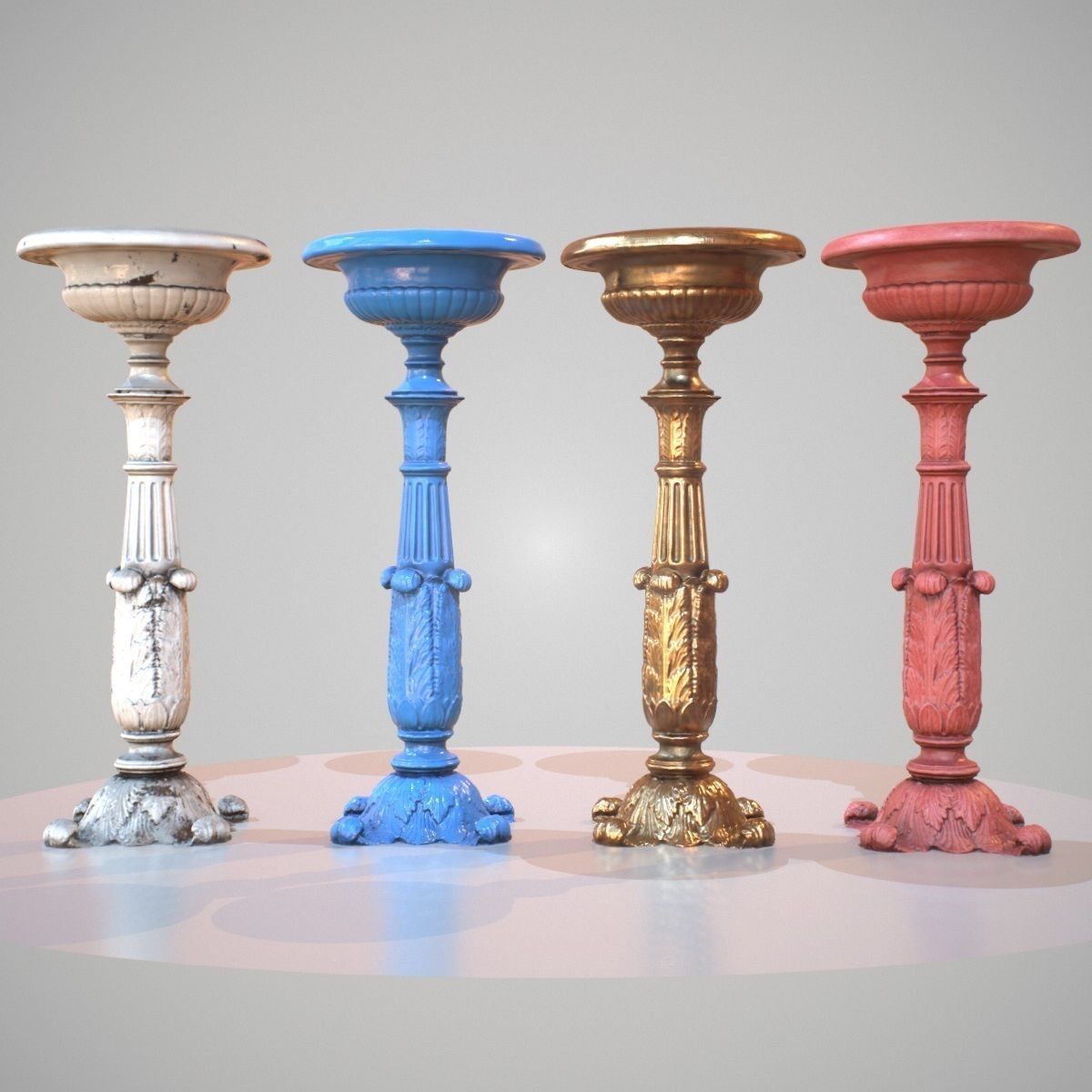 Flowerpot Photorealistic 4 Variations Low-poly 3D model_5