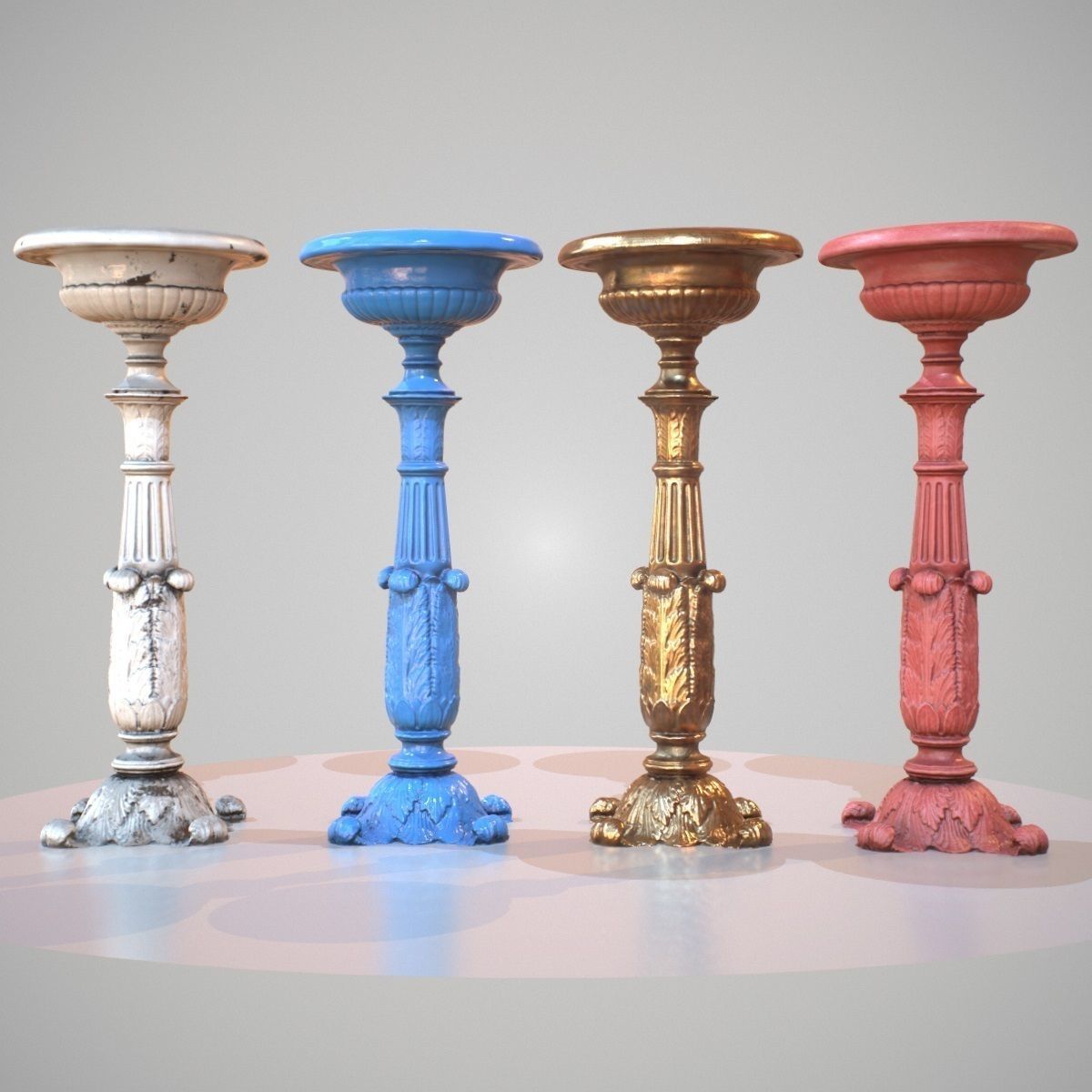 Flowerpot Photorealistic 4 Variations Low-poly 3D model_1