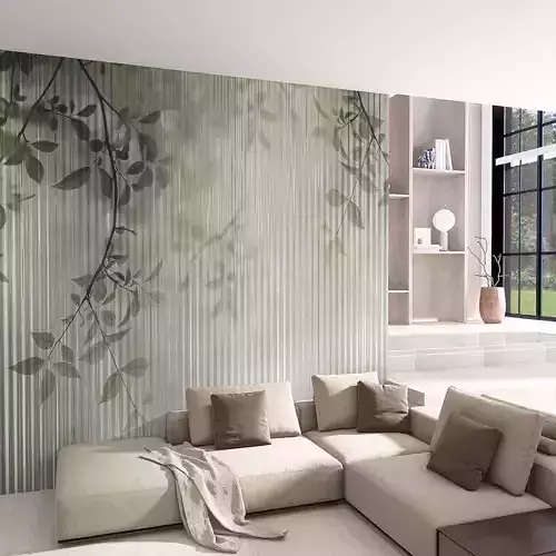Leafy Silhouette on Vertical Glass Pinstripes