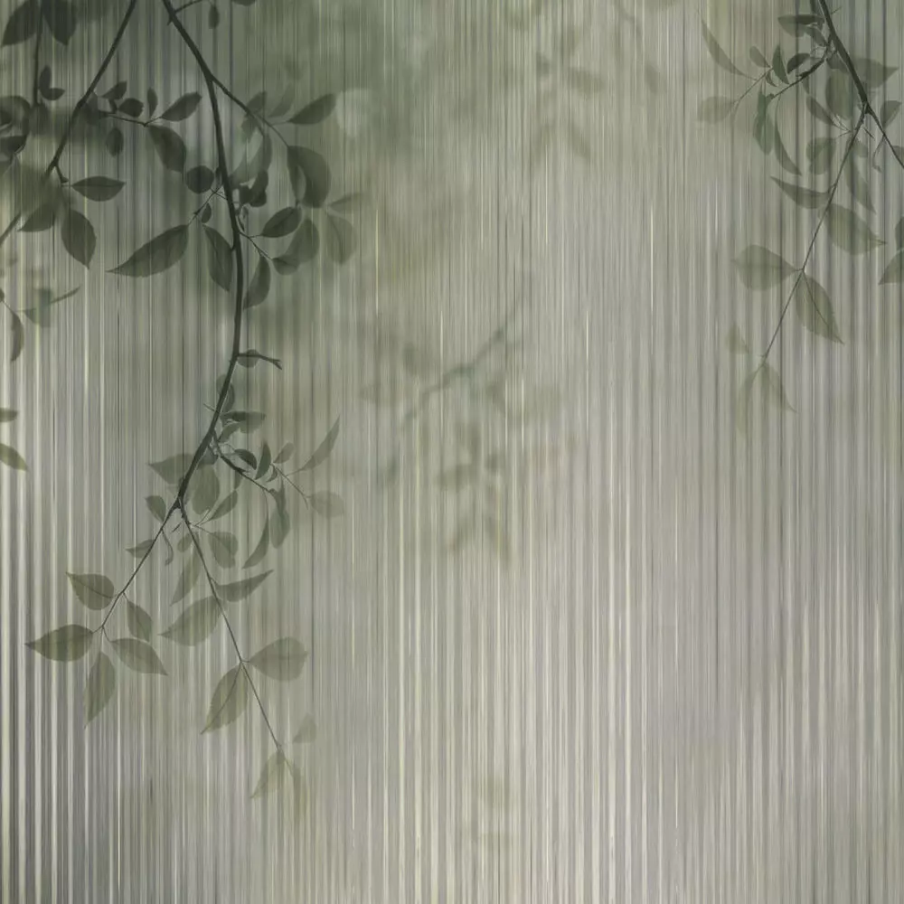 Leafy Silhouette on Vertical Glass Pinstripes Texture_2