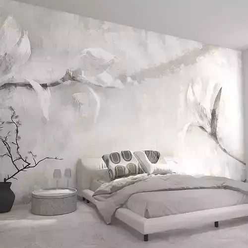 Painterly Magnolia Branch Mural
