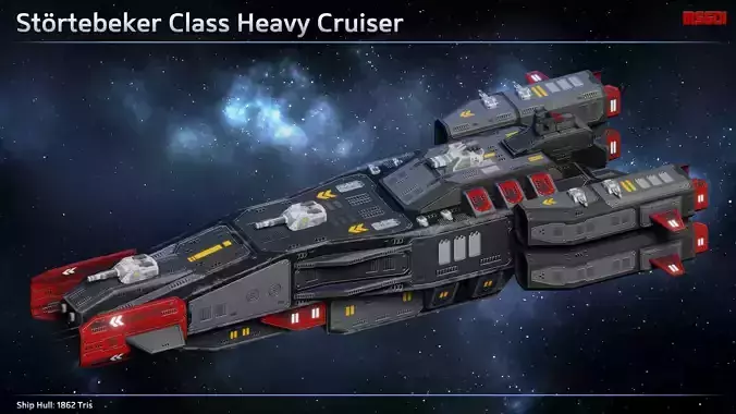 Spaceship Stoertebeker Pirate Heavy Cruiser Low-poly 3D model