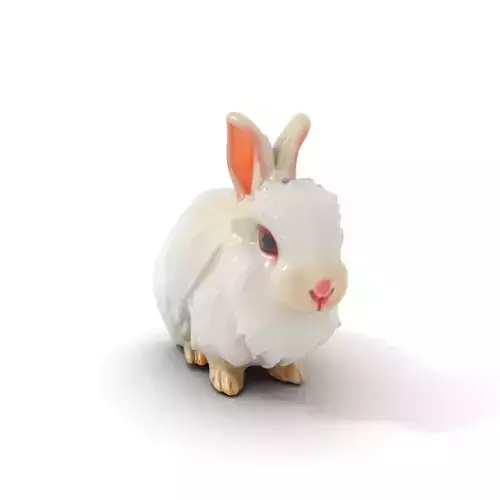 Fluffy White Rabbit model pack Low-poly 3D model