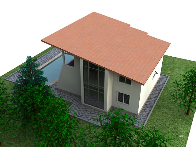 House with swimming pool 3D model_3