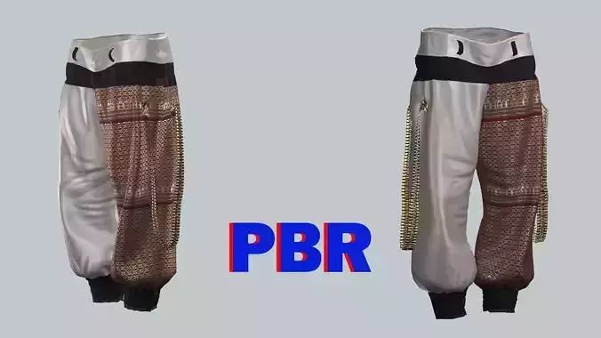 Brown-Gray Lady Dance Game Ready Trousers 25 Pant 3D Model