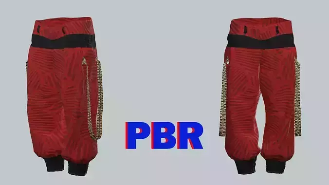 Red Lady Dance Game Ready Trousers 27 Pant 3D Model