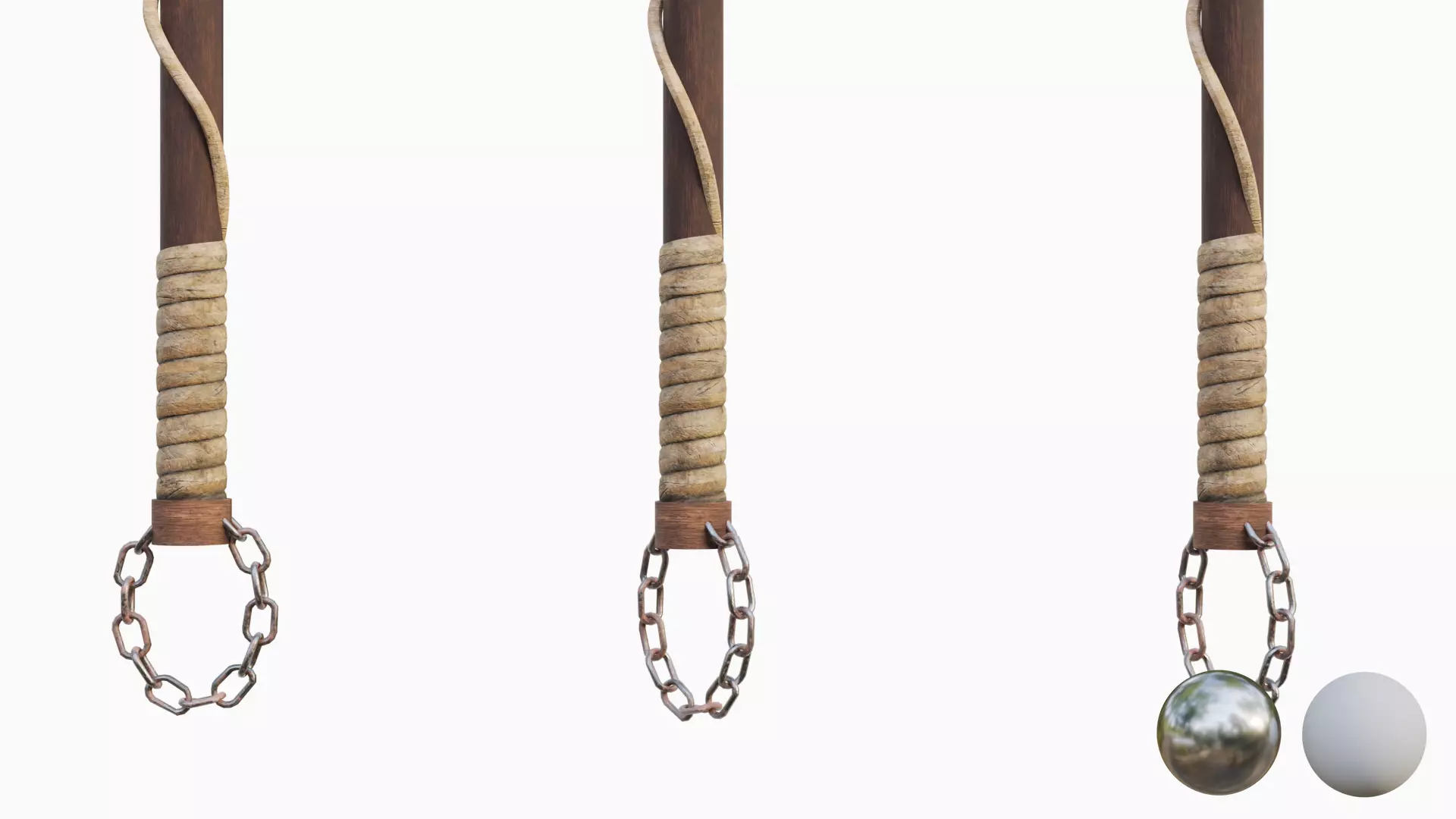 Melee long axe with a chain  Low-poly 3D model_3