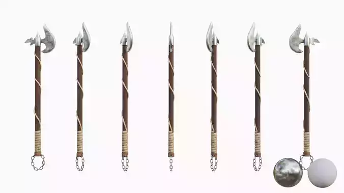 Melee long axe with a chain 