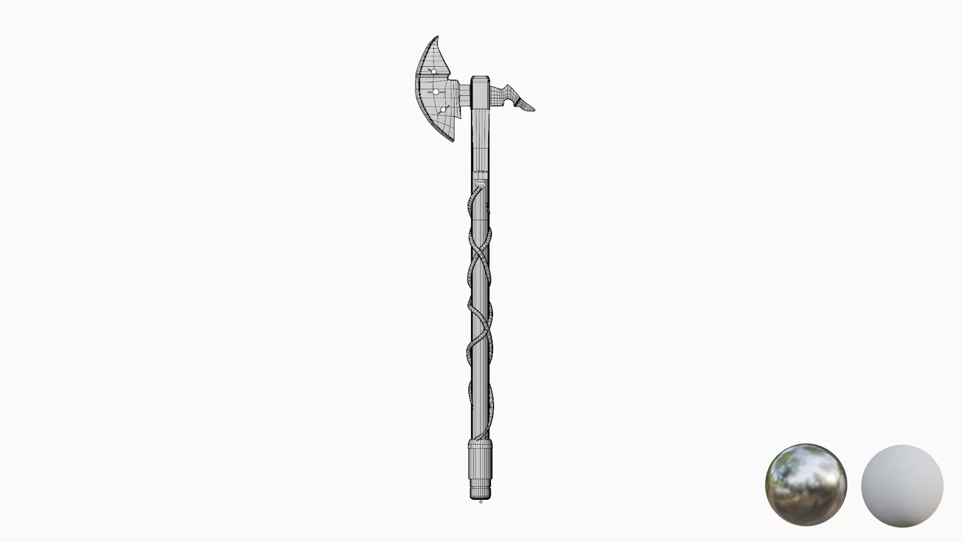 Melee long axe - 02 Low-poly 3D model_2