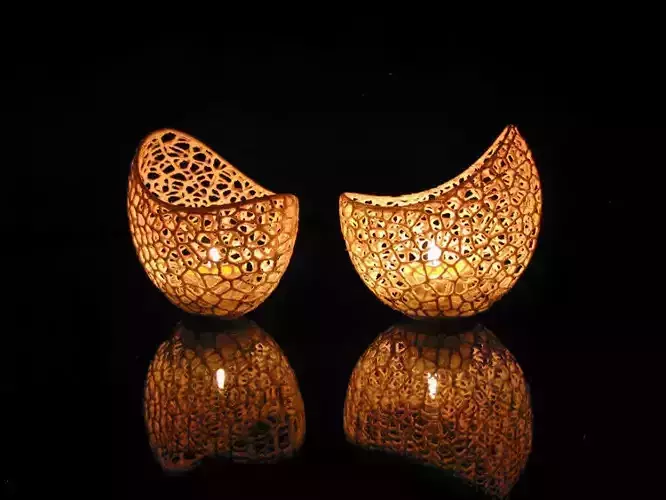 Filigree double wall tealight holder 3D print model