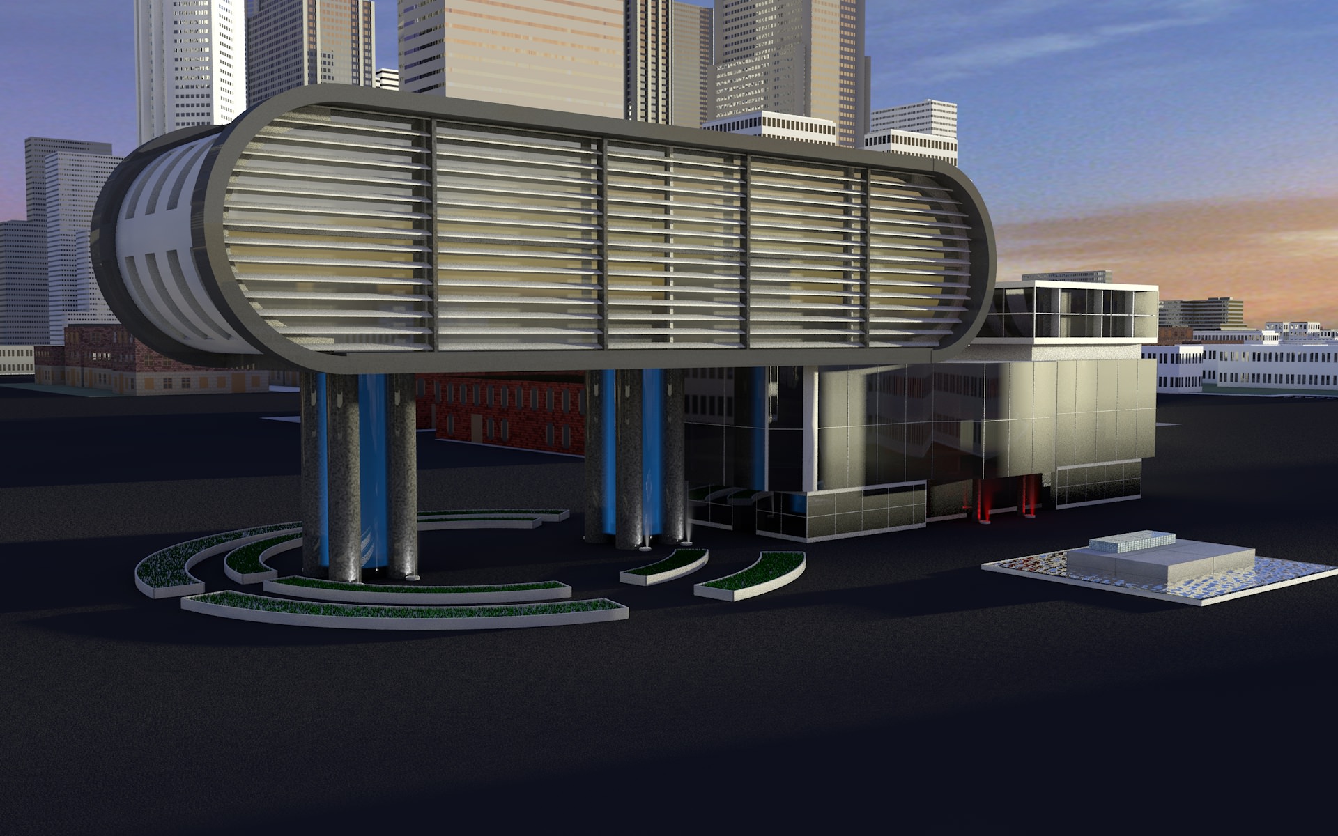 Modern Building Free 3D model_5