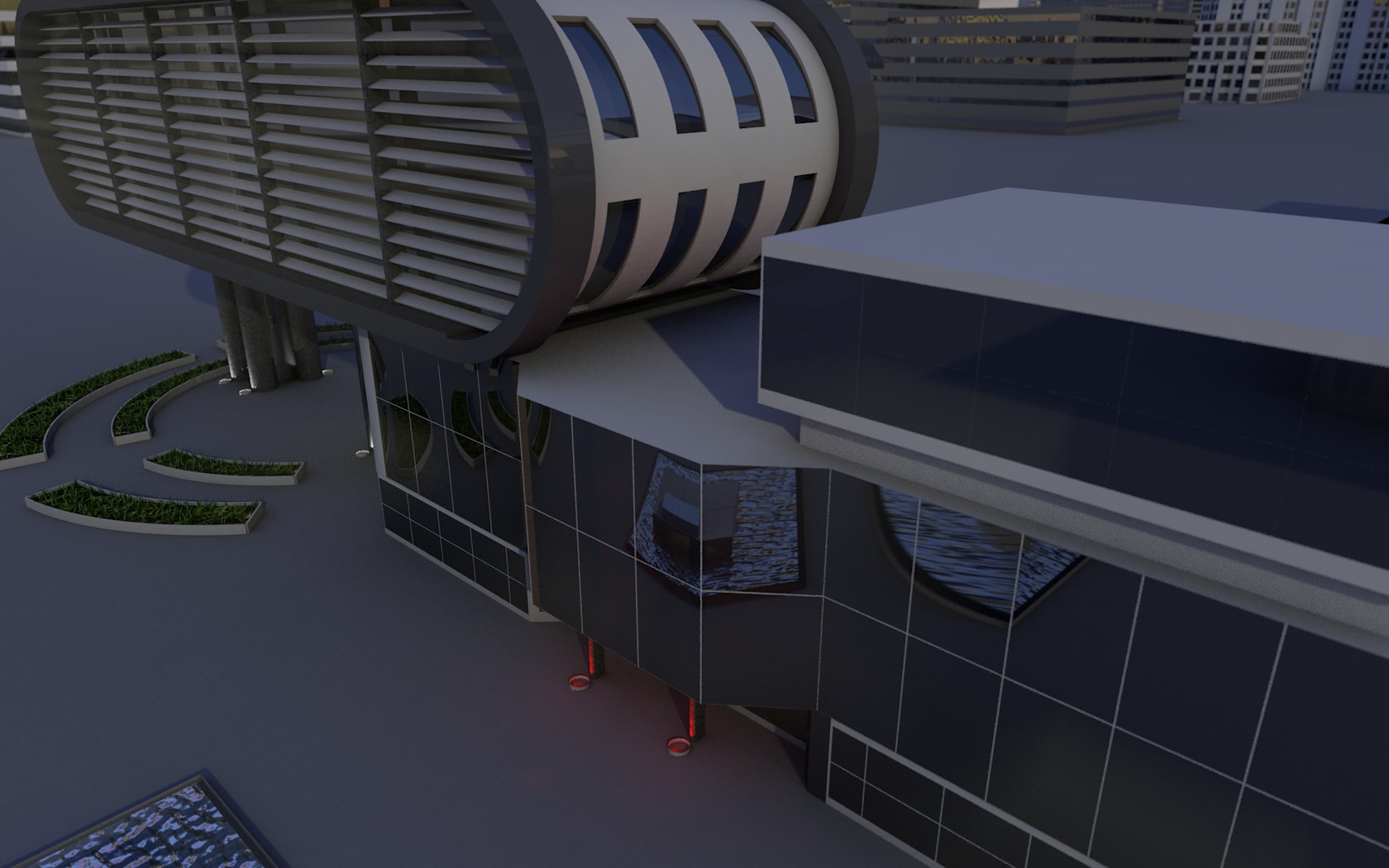 Modern Building Free 3D model_6