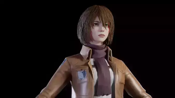 Attack on Titan - Mikasa Akerman Low-poly 3D model