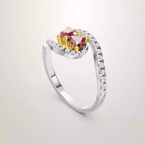 Heart Shaped Two Stone Engagement Ring 2