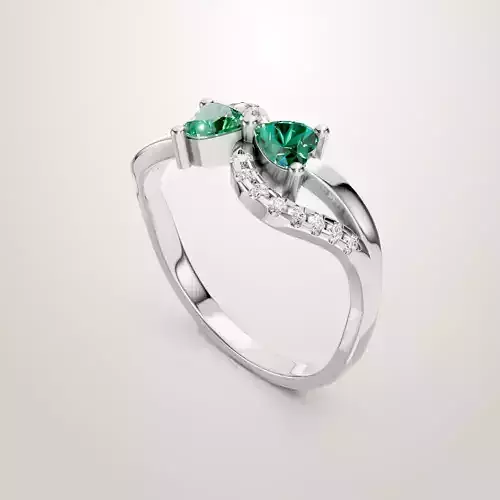 Heart Shaped Two Stone Engagement Ring 3 3D print model