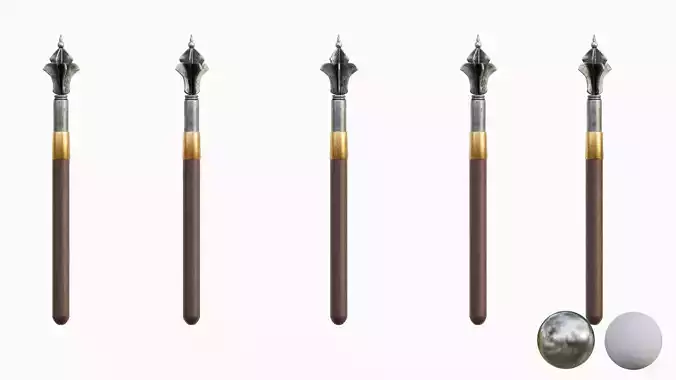 Hussite mace  Spear  Low-poly 3D model