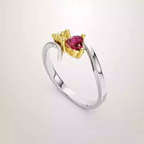 Heart Shaped Two Stone Engagement Ring 4