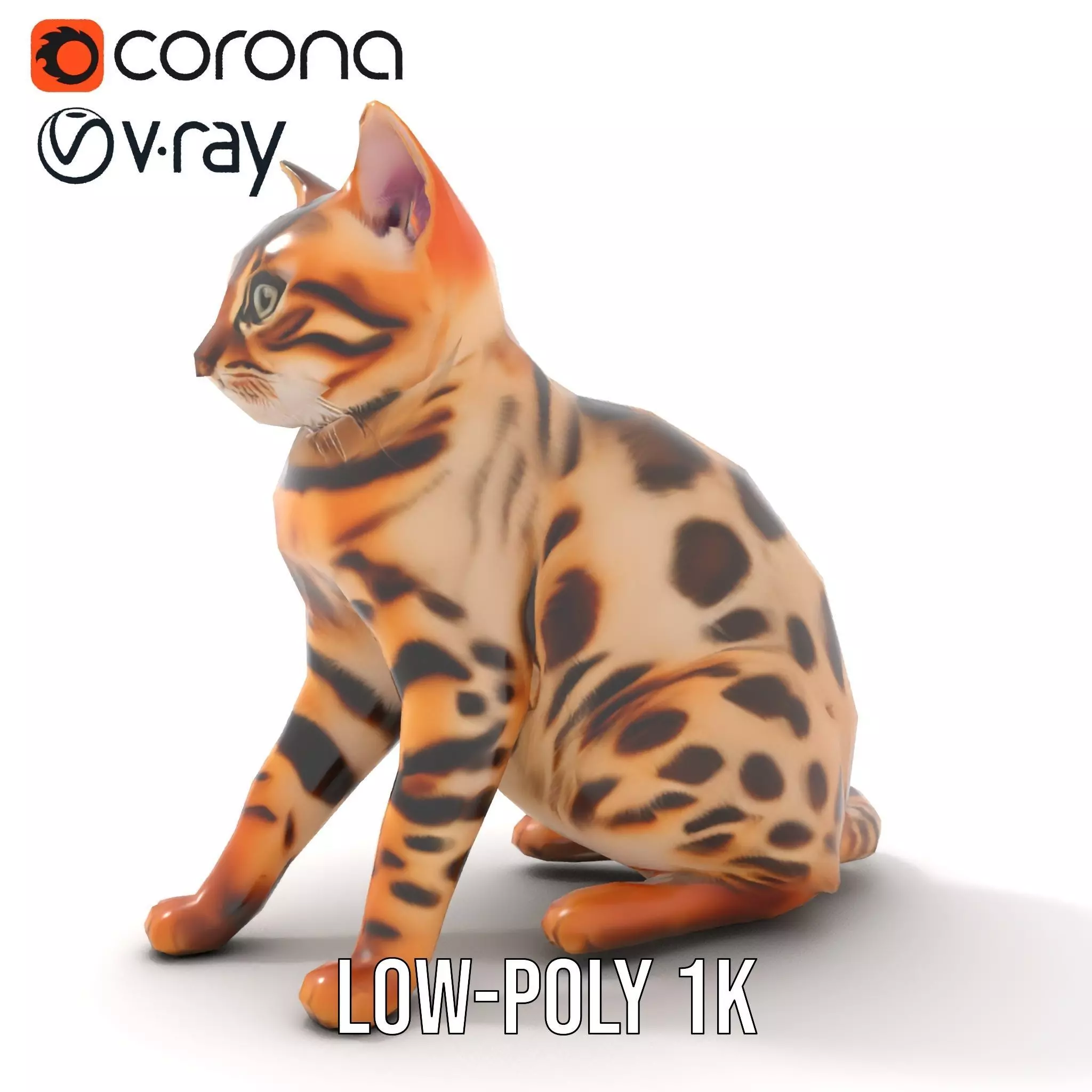 Spotted Bengal Cat model pack Low-poly 3D model_19