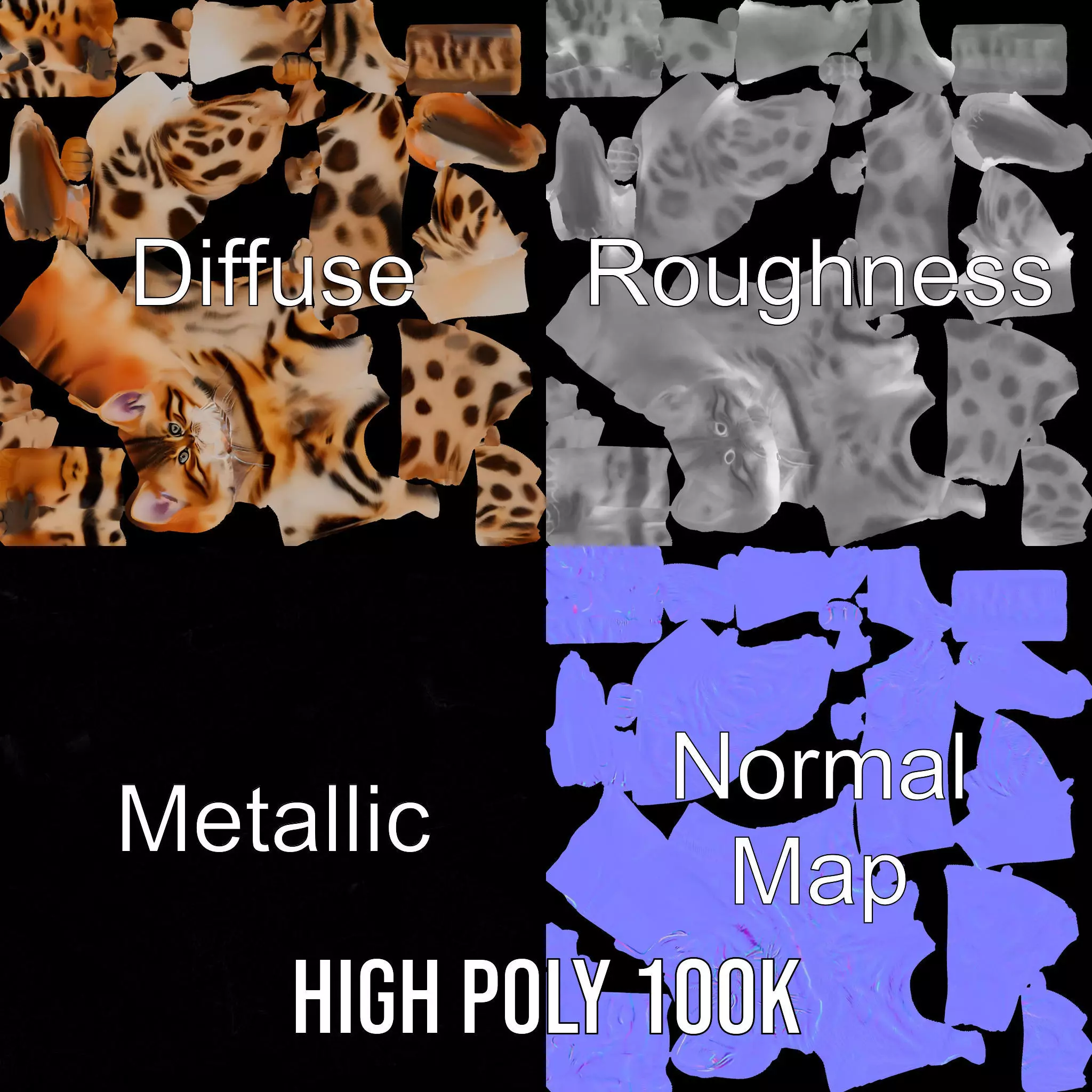 Spotted Bengal Cat model pack Low-poly 3D model_3