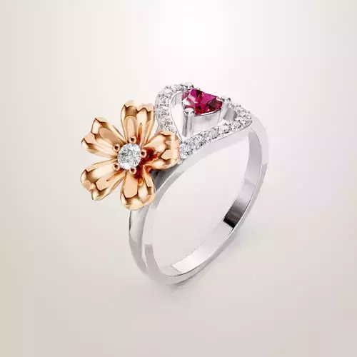 Heart Shaped Two Stone Engagement Ring 5 3D print model