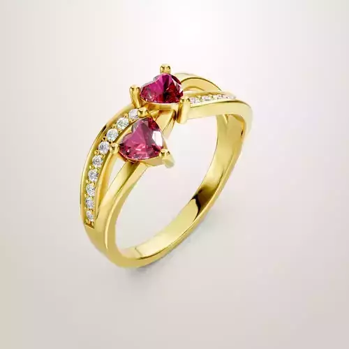 Heart Shaped Two Stone Engagement Ring 6