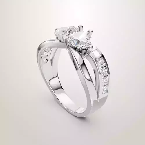 Heart Shaped Two Stone Engagement Ring 7 3D print model