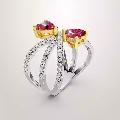 Heart Shaped Two Stone Engagement Ring 8 3D print model