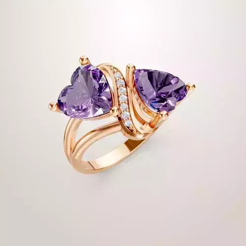 Heart Shaped Two Stone Engagement Ring 11 3D print model