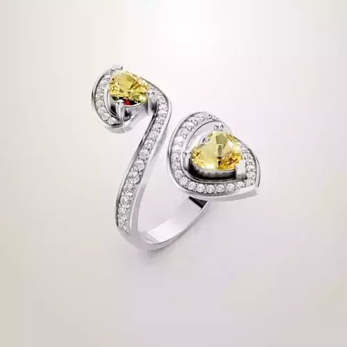 Heart Shaped Two Stone Engagement Ring 13 3D print model