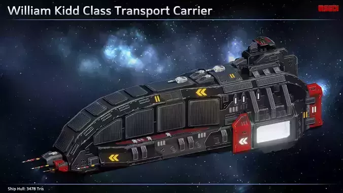 Spaceship William Kidd Pirate Transport Carrier Low-poly 3D model