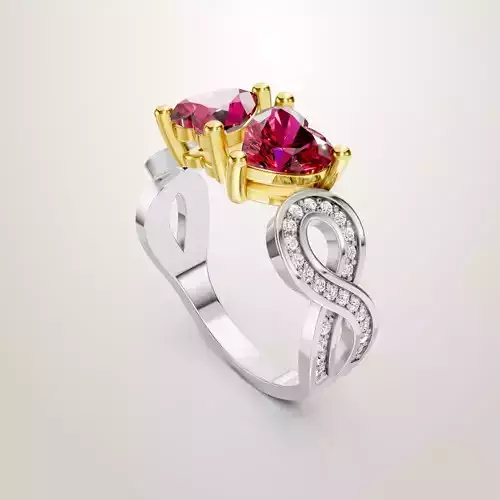 Heart Shaped Two Stone Engagement Ring 15 3D print model