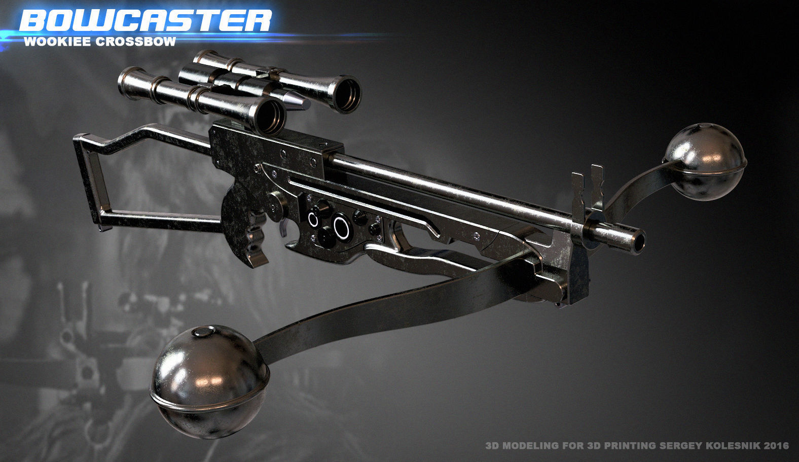Bowcaster Wookiee Crossbow 3D print model_0