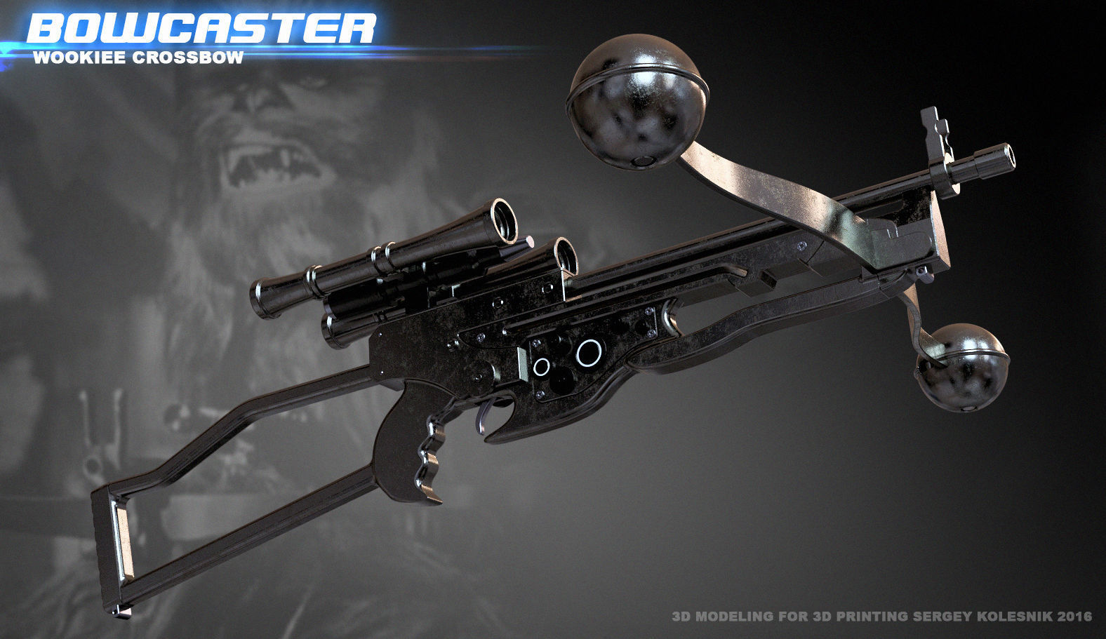 Bowcaster Wookiee Crossbow 3D print model_3