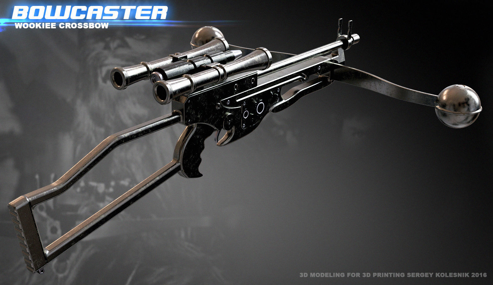 Bowcaster Wookiee Crossbow 3D print model_1