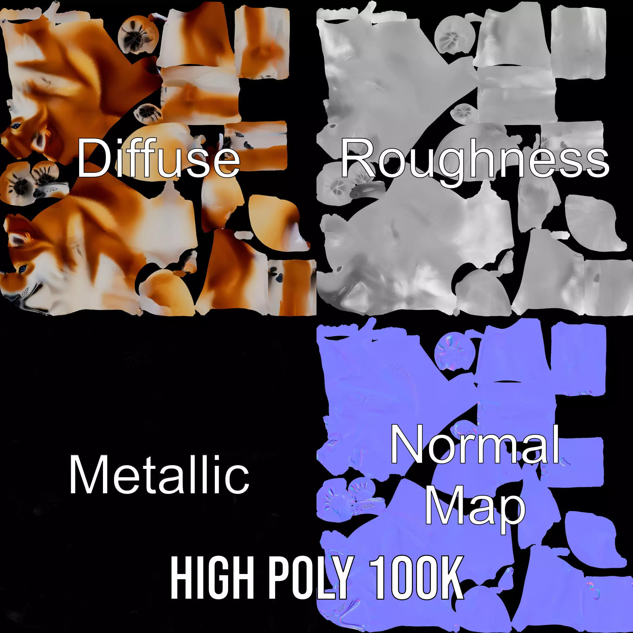 Shiba Inu Fur model pack Low-poly 3D model_3