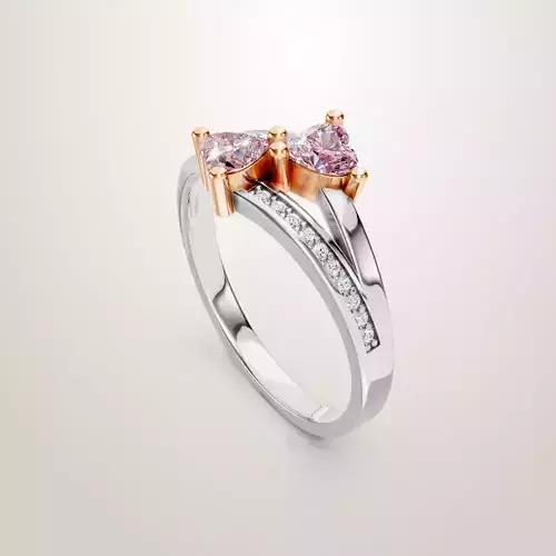 Heart Shaped Two Stone Engagement Ring 17