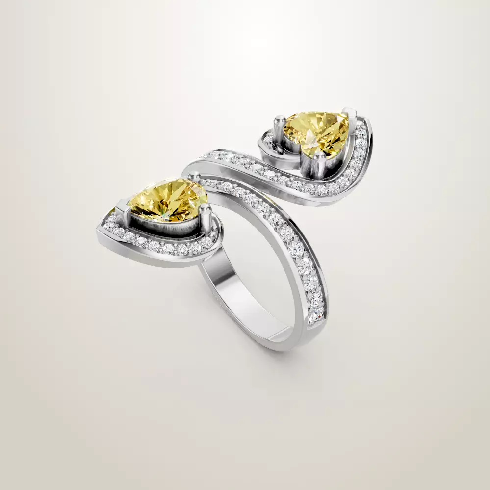 Heart Shaped Two Stone Engagement Ring 20 pieces 3D Model Collection_11