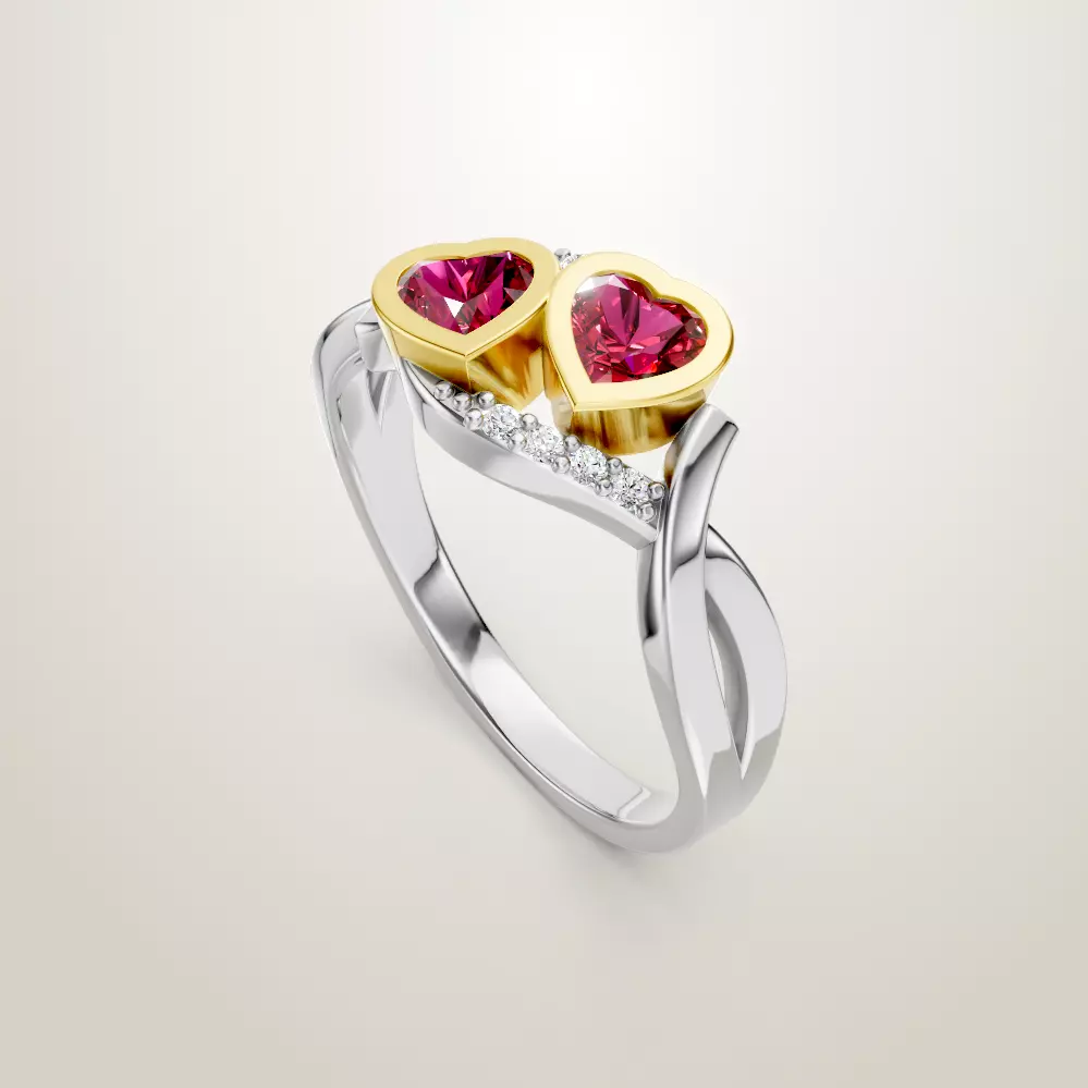 Heart Shaped Two Stone Engagement Ring 20 pieces 3D Model Collection_3