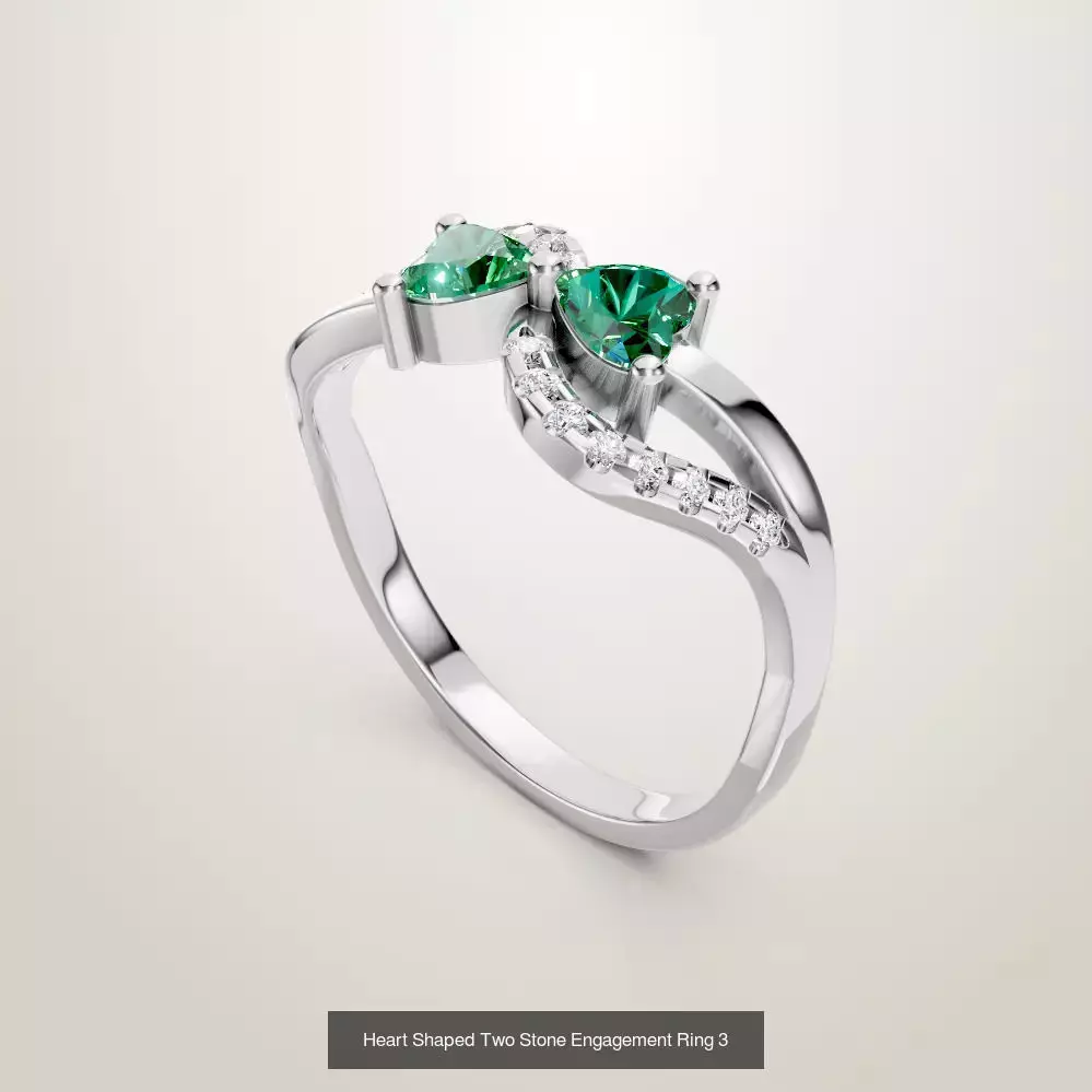 Heart Shaped Two Stone Engagement Ring 20 pieces 3D Model Collection_6