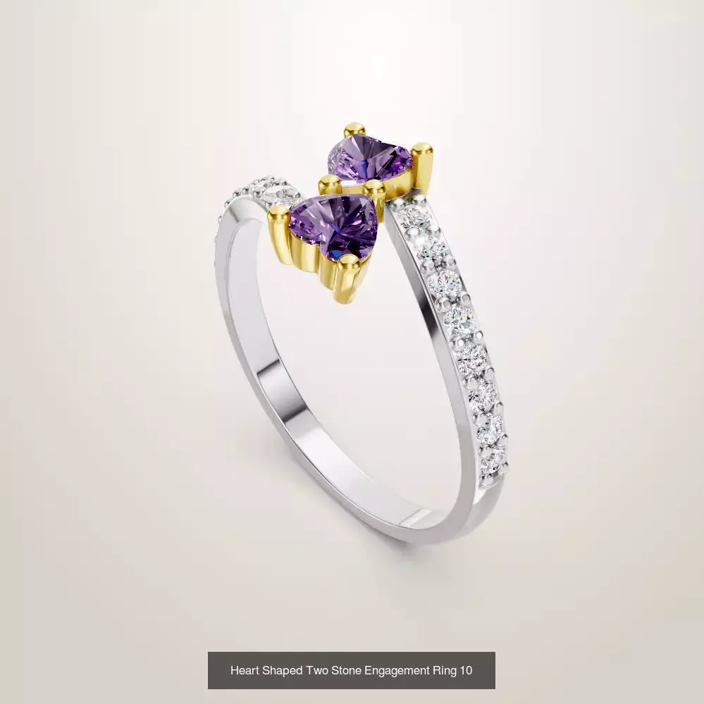 Heart Shaped Two Stone Engagement Ring 20 pieces 3D Model Collection_20