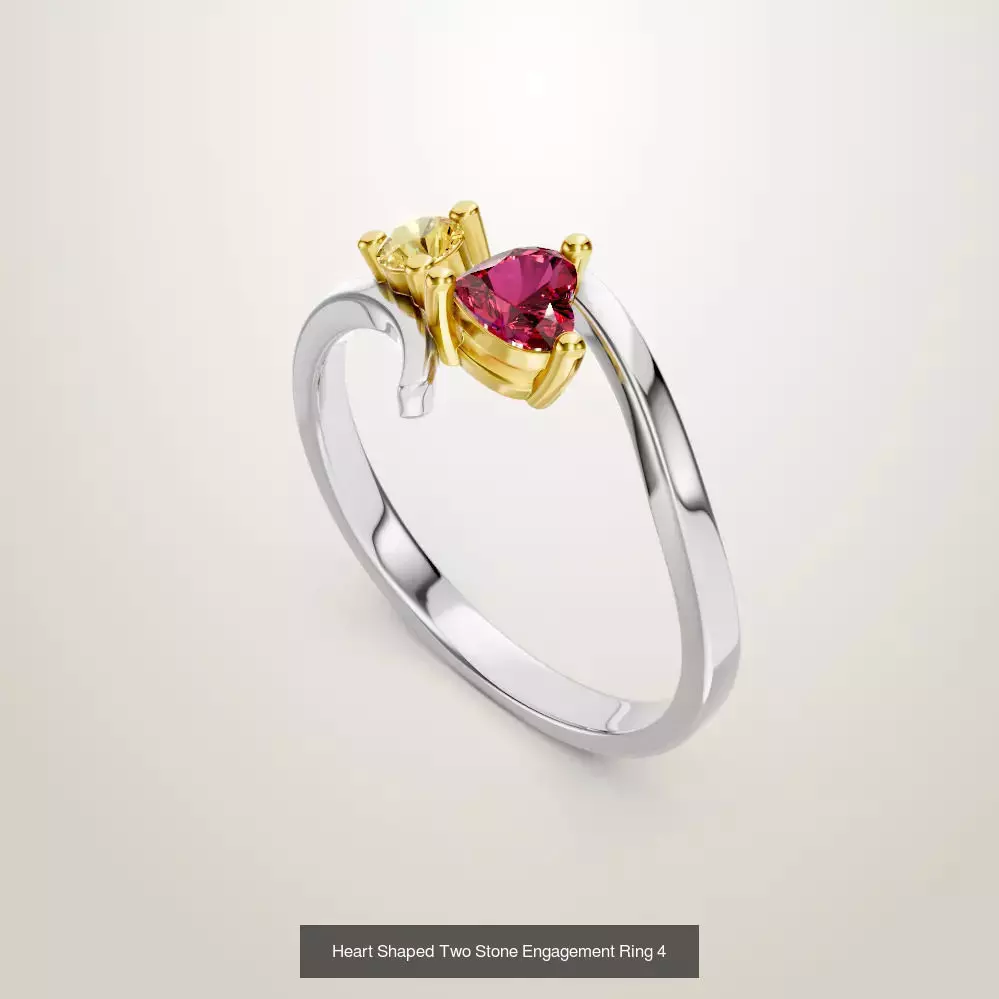 Heart Shaped Two Stone Engagement Ring 20 pieces 3D Model Collection_8